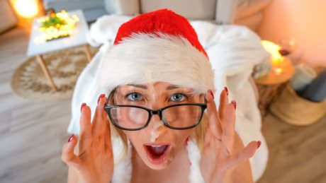 Horny Miss Santa Spanked & Covered in Cum! 5