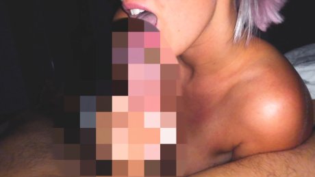 Naughty blowjob! Sucking his big dick at night - cum in mouth